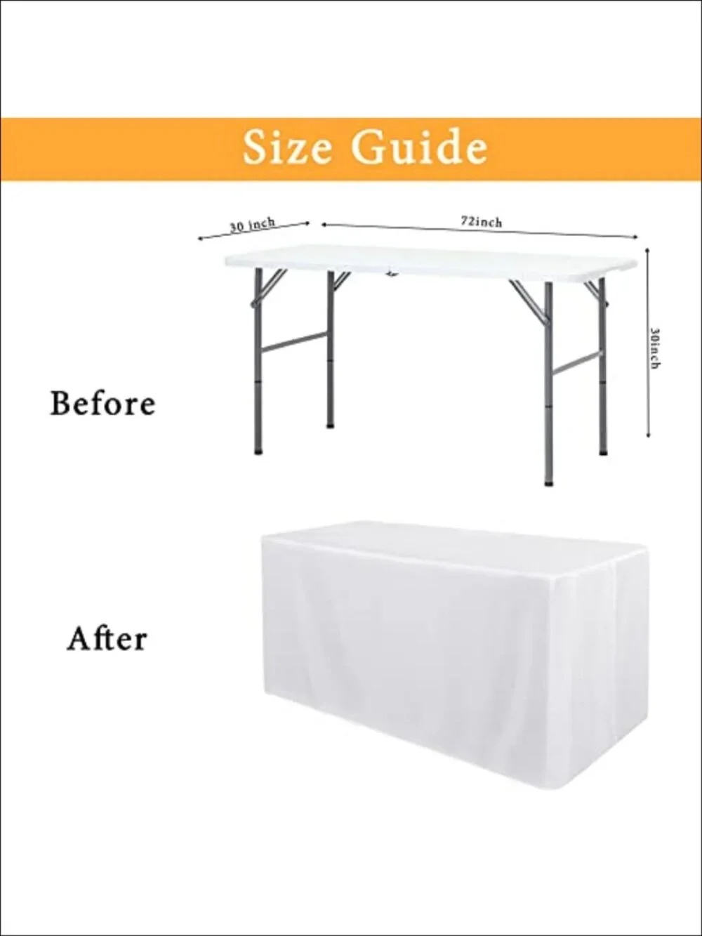 2 Pack Fitted Tablecloths for 6 Foot Rectangle Tables Water Resistant Polyester